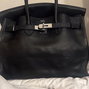 Hermès Black Leather Tote